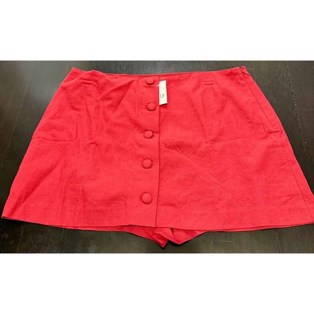 NWT Gap Linen-Blend Button-Front Mini Skort